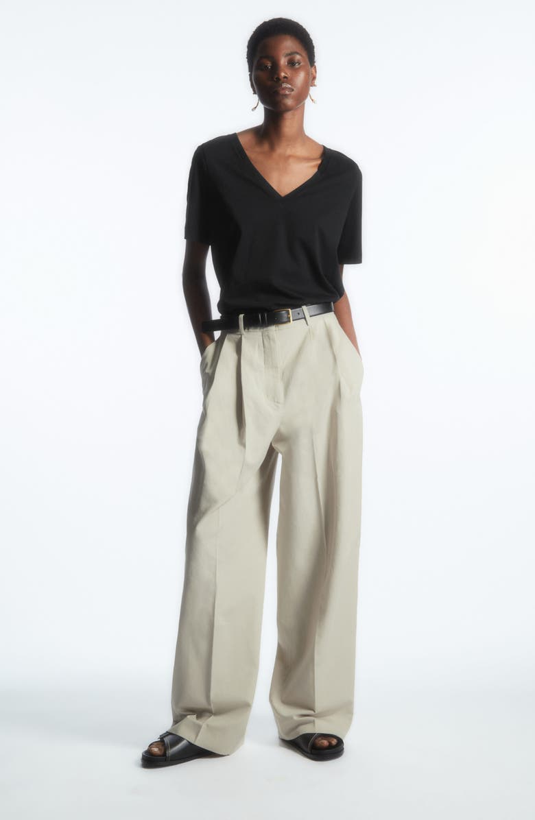 COS Organic Cotton V-Neck T-Shirt, Alternate, color, 