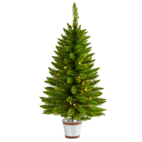 3-ft Providence Pine Artificial Christmas Tree with 50 Warm White Lights and 114 Bendable Branches