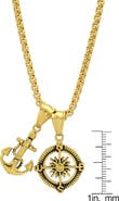 HMY JEWELRY 18K Yellow Gold Plated Anchor & Compass Pendant Necklace