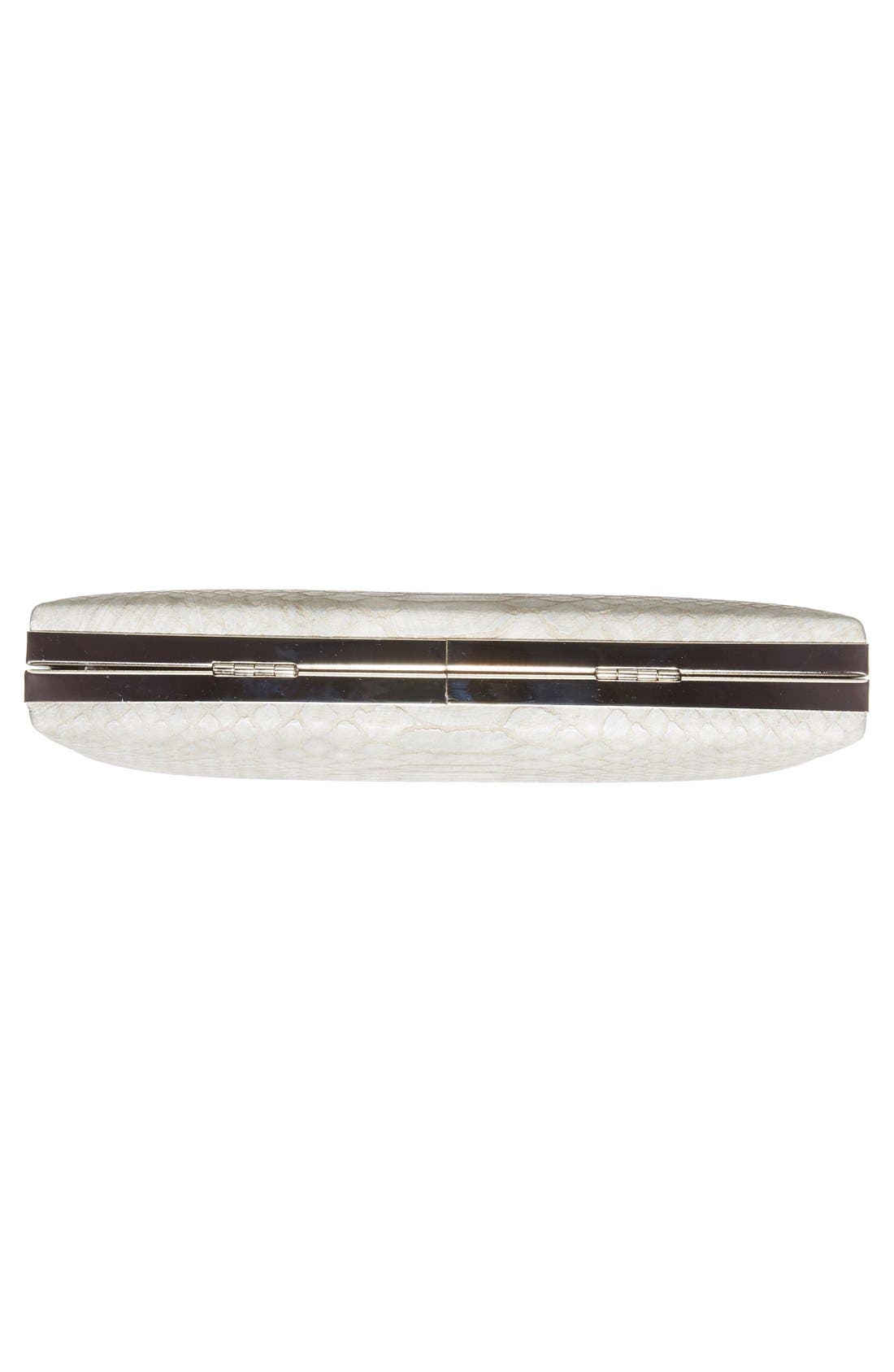 Snake Embossed Box Clutch, Alternate, color, GREY