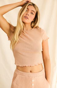 Dippin Daisys Strut Waffle Crochet Short Sleeve Crop Top