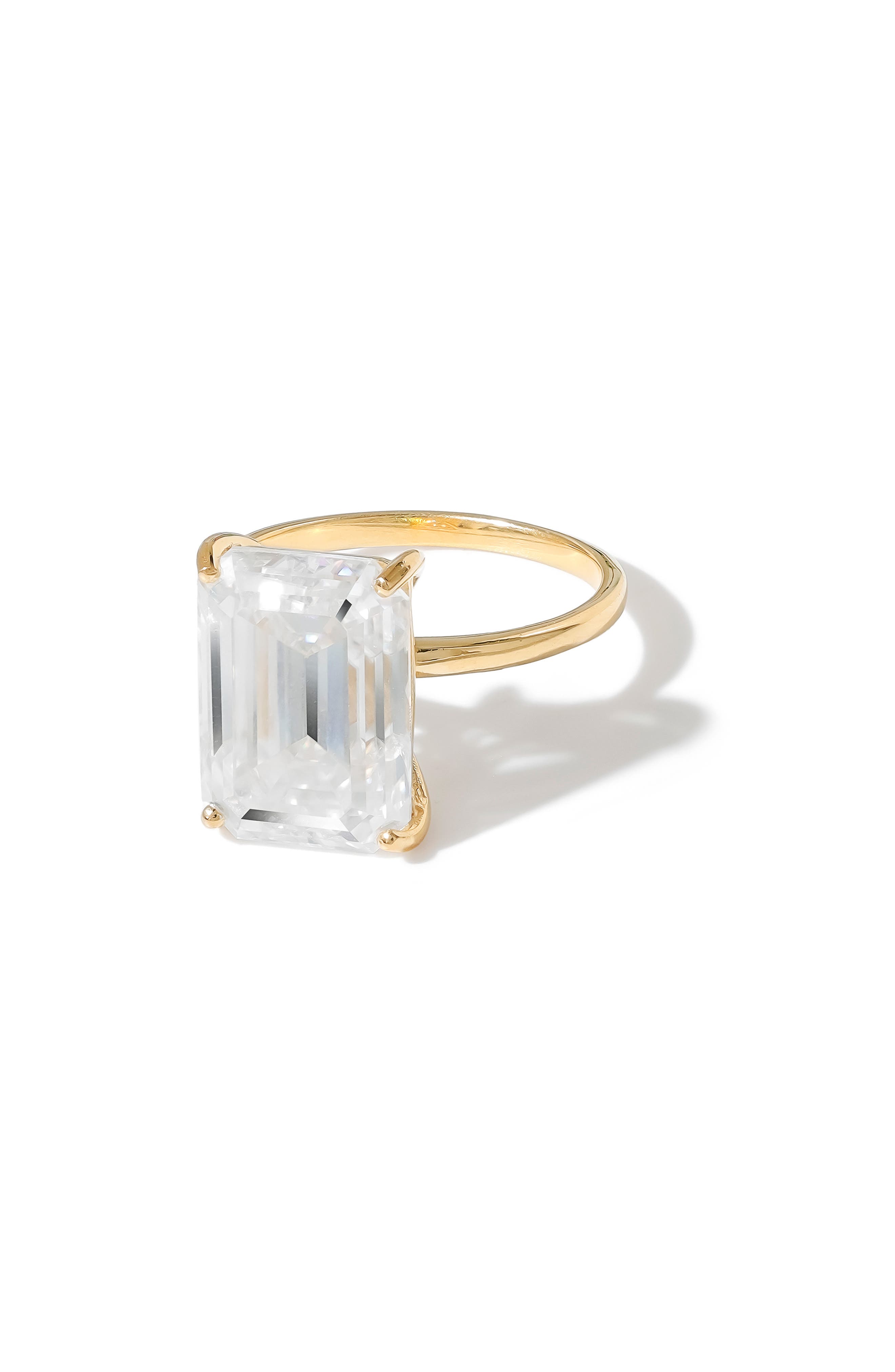 Emerald Cut Lab Created Moissanite Statement Ring