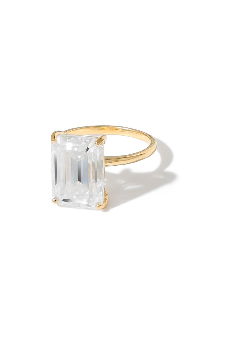 Emerald Cut Lab Created Moissanite Statement Ring, Main, color, WHITE