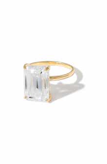 Emerald Cut Lab Created Moissanite Statement Ring