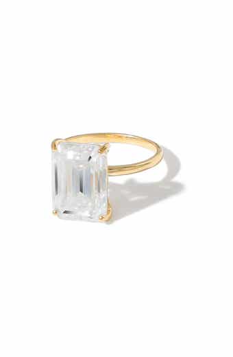Emerald Cut Lab Created Moissanite Statement Ring