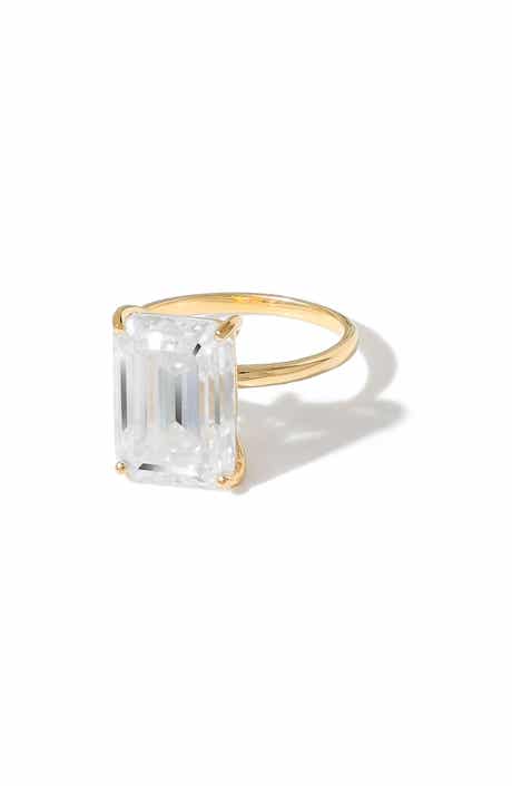 Emerald Cut Lab Created Moissanite Statement Ring