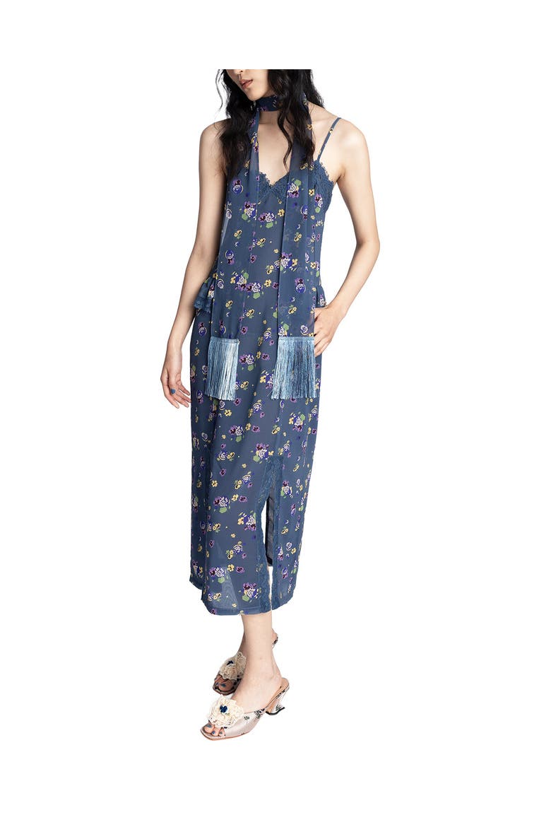 Night Blooming Chiffon Slip Dress, Alternate, color, INDIGO MULTI
