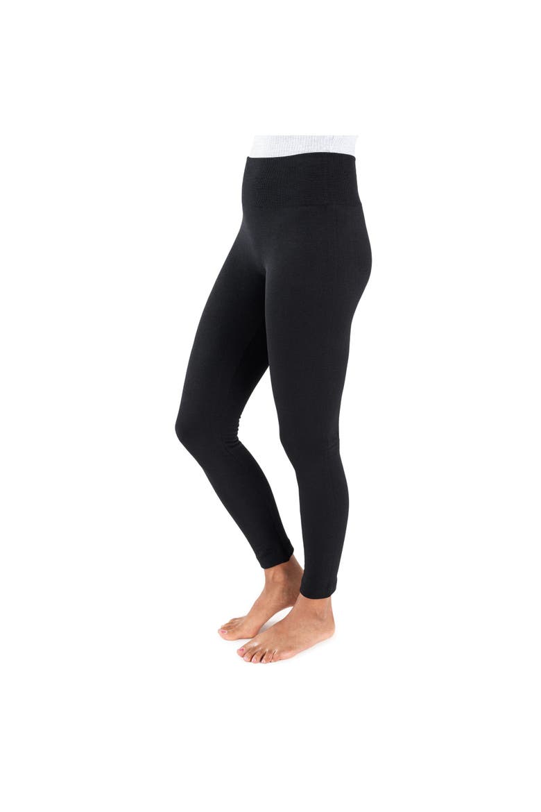 Fleece Lined Leggings - 4" Waistband, Alternate, color, Ebony