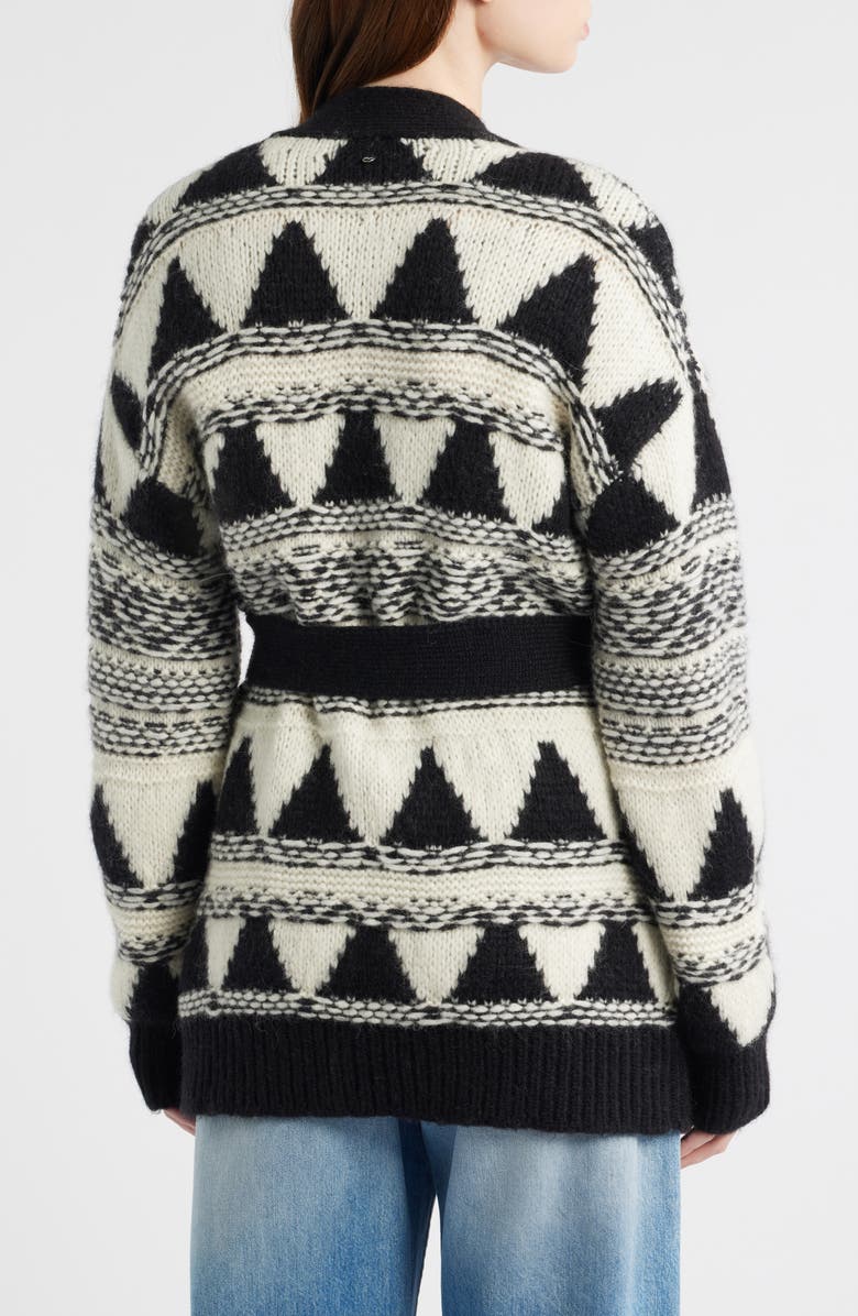 BOSS Orange Fregolano Tie Front Longline Cardigan, Alternate, color, Black/ Ivory