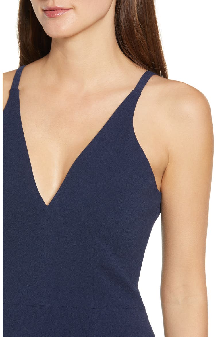 Iris Slit Crepe Gown, Alternate, color, MIDNIGHT BLUE