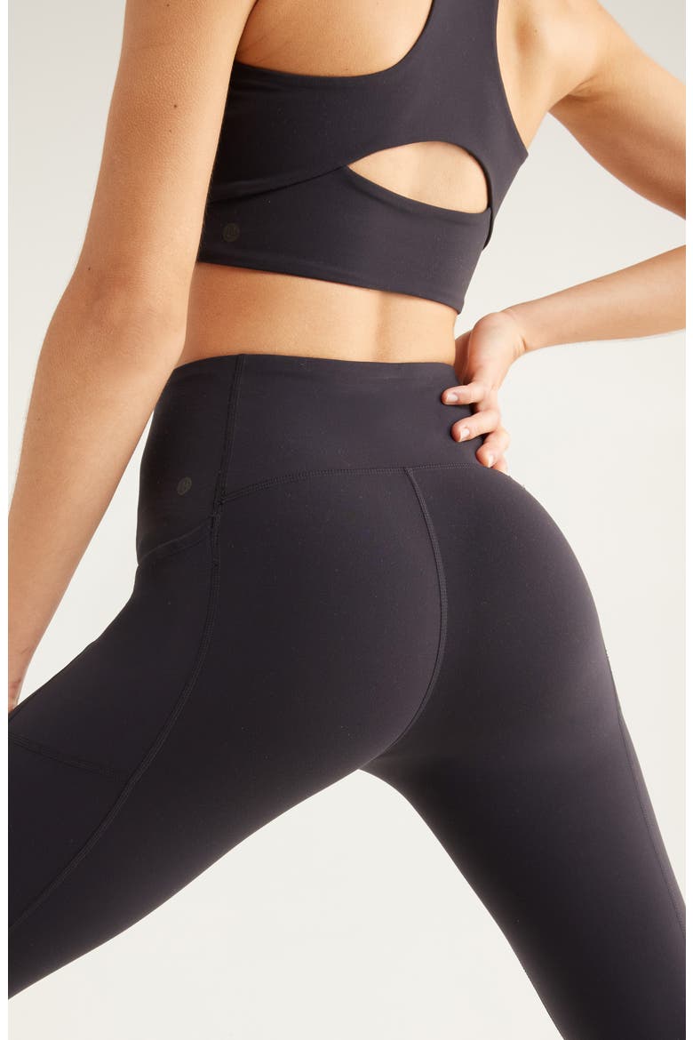 Studio Luxe High Waist Pocket Crop Leggings, Alternate, color, BLACK