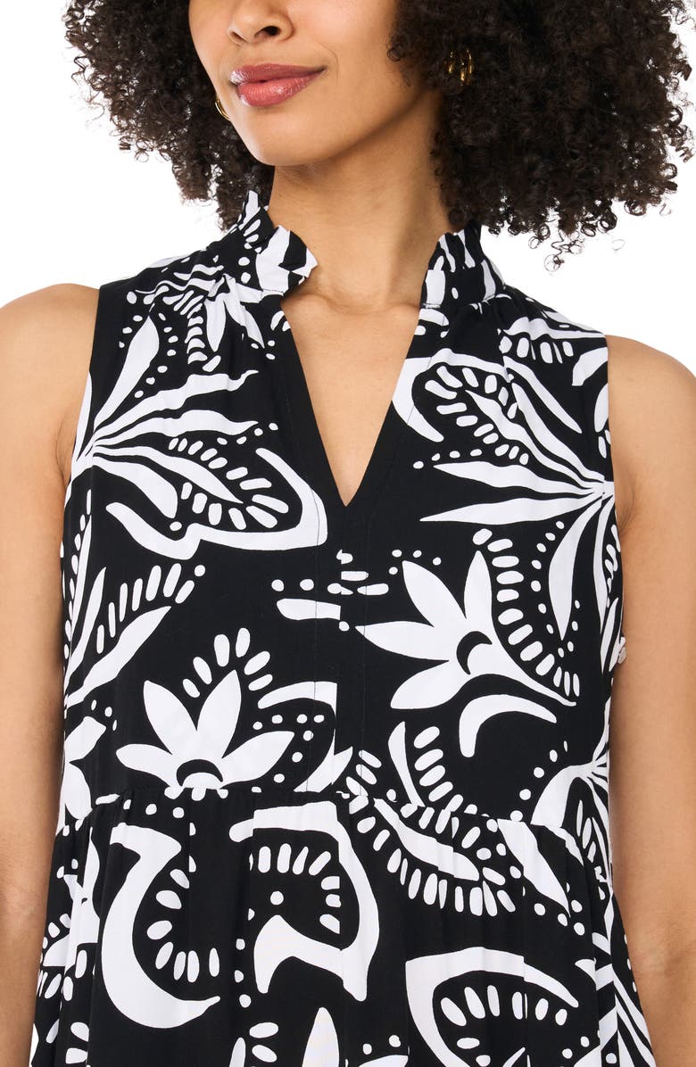 Vince Camuto Print Sleeveless Tiered Maxi Dress, Alternate, color, Rich Black