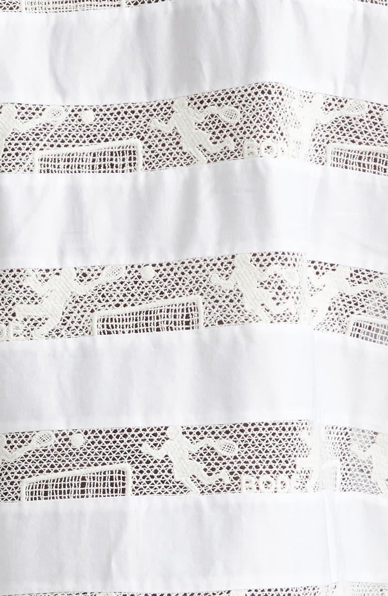 Bode Tennis Lace Cotton Camp Shirt, Alternate, color, Cream