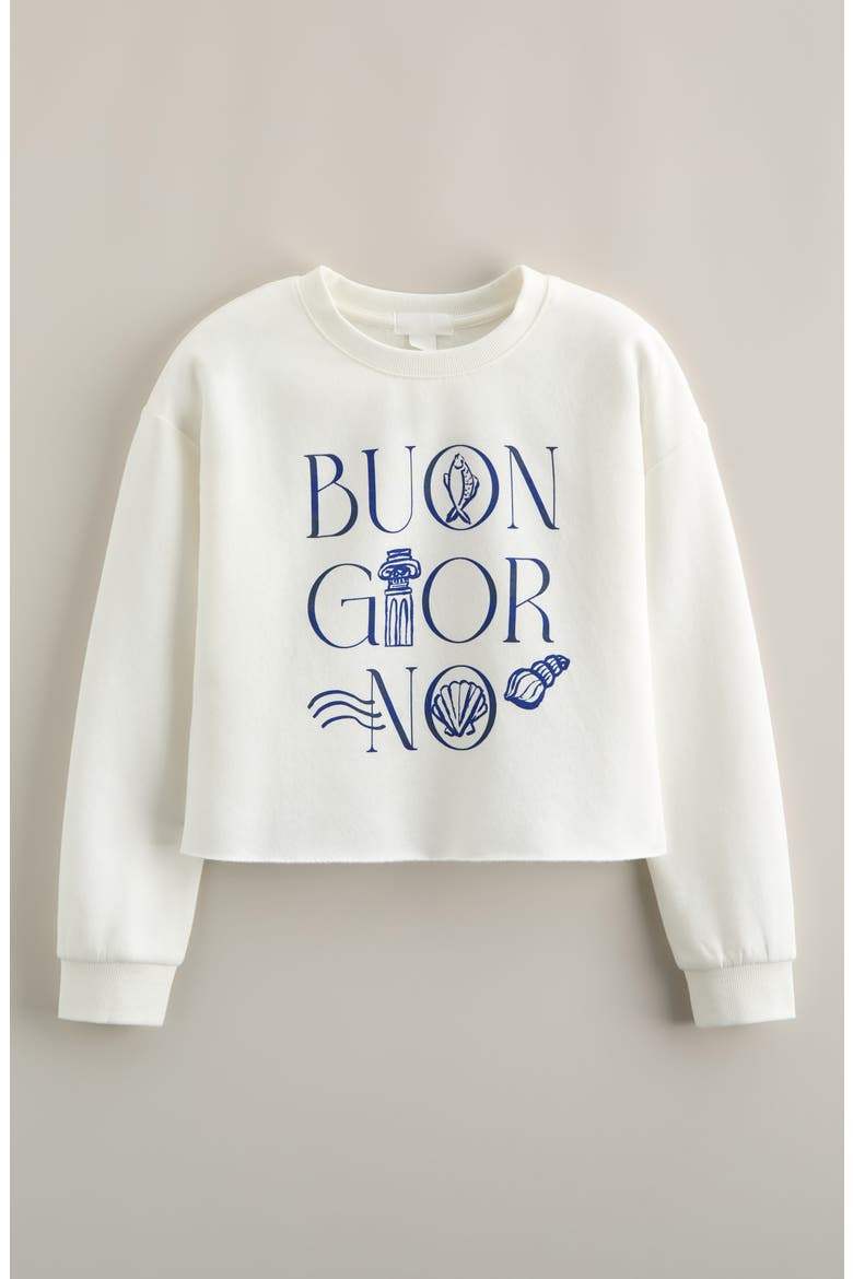 Kids' Graphic Fleece Pullover, Main, color, IVORY BUONGIORNO