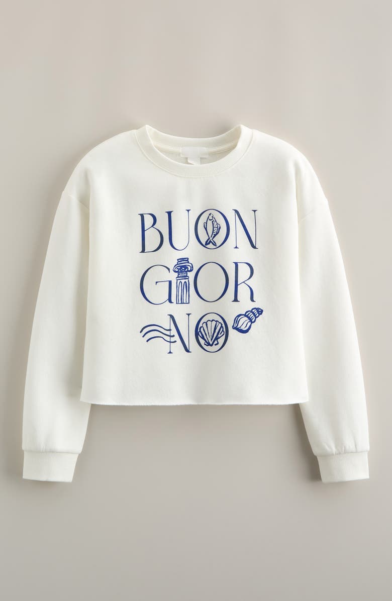 Nordstrom Kids' Graphic Fleece Pullover, Main, color, Ivory Buongiorno