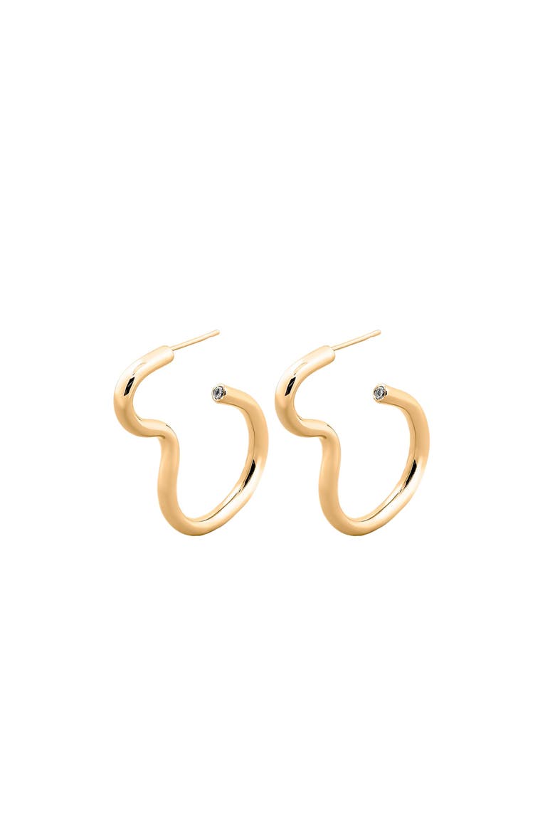 CLAUDINE ZIRCONIA HOOPS, Main, color, YELLOW GOLD