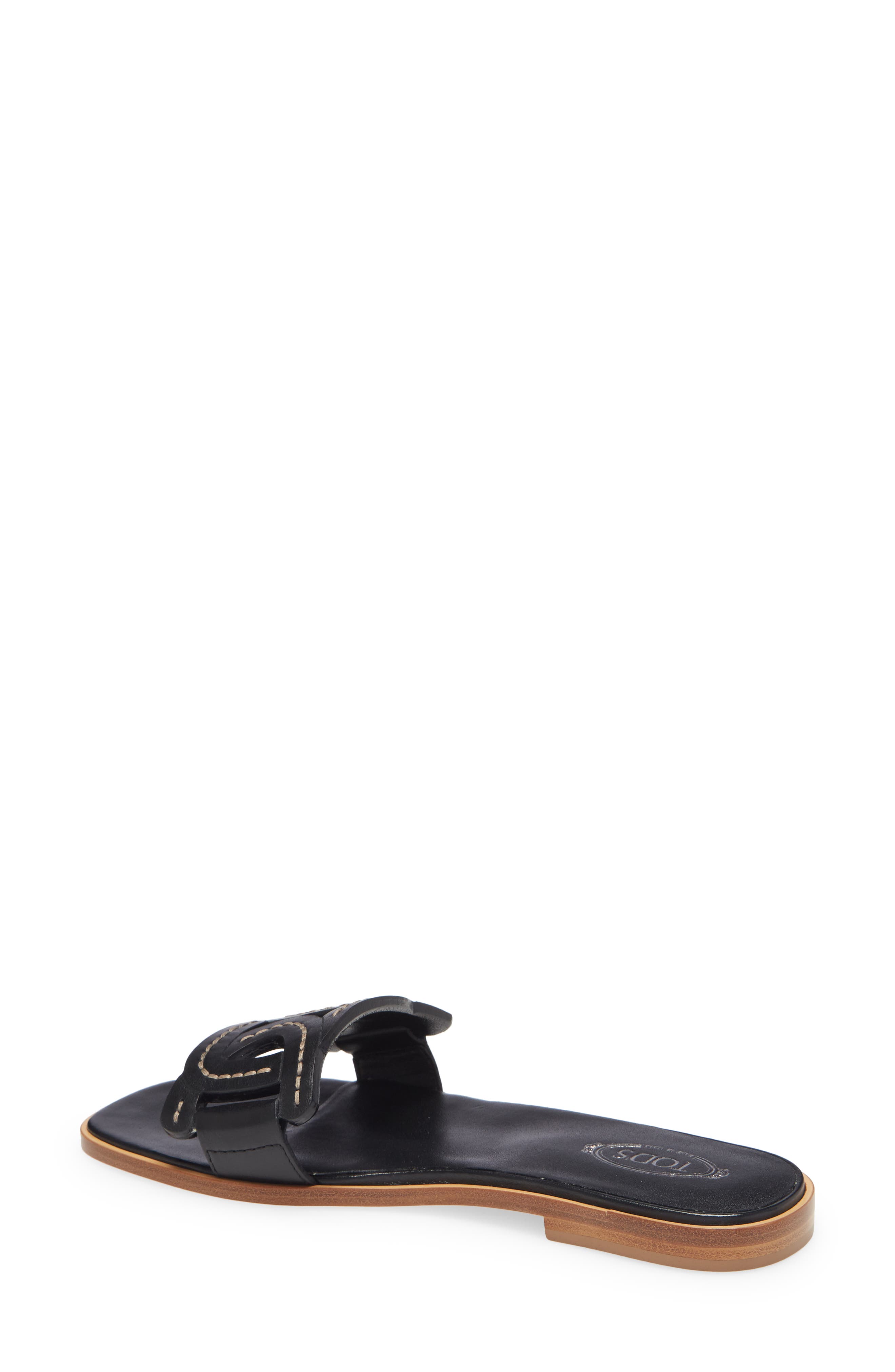 Kate Chain Detail Slide Sandal, Alternate, color, BLACK