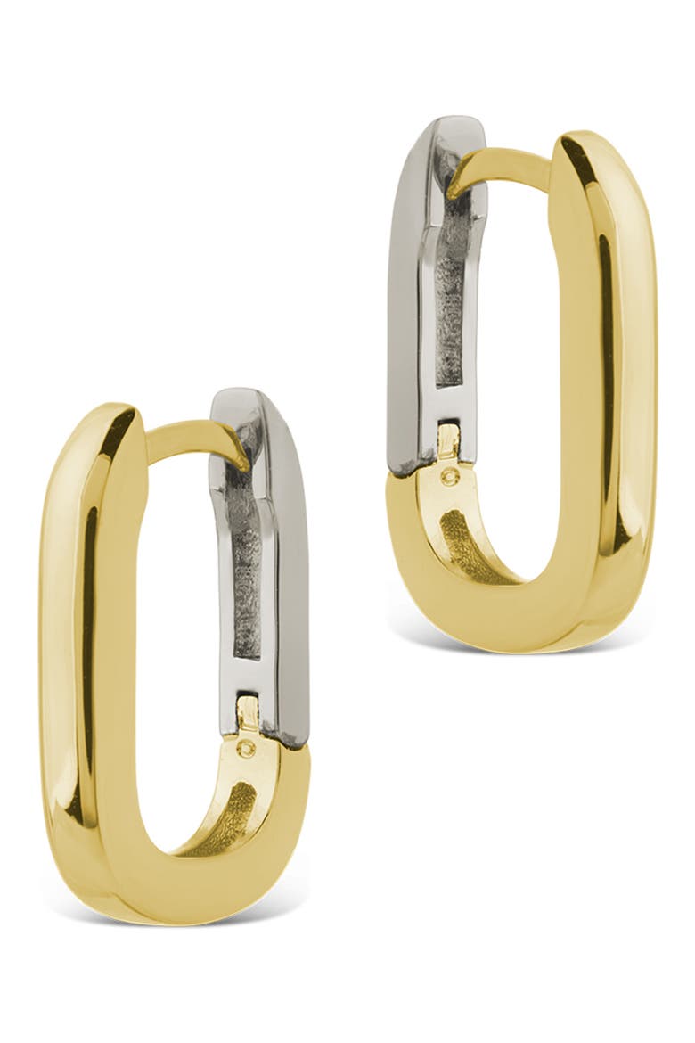 Gianna Two-Tone Rectangular Hoop Earrings, Alternate, color, DUAL TONE