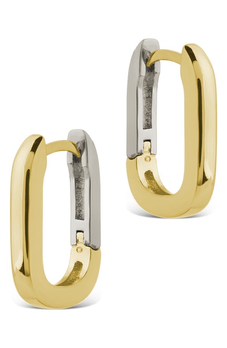 Sterling Forever Gianna Two-Tone Rectangular Hoop Earrings, Alternate, color, Dual Tone