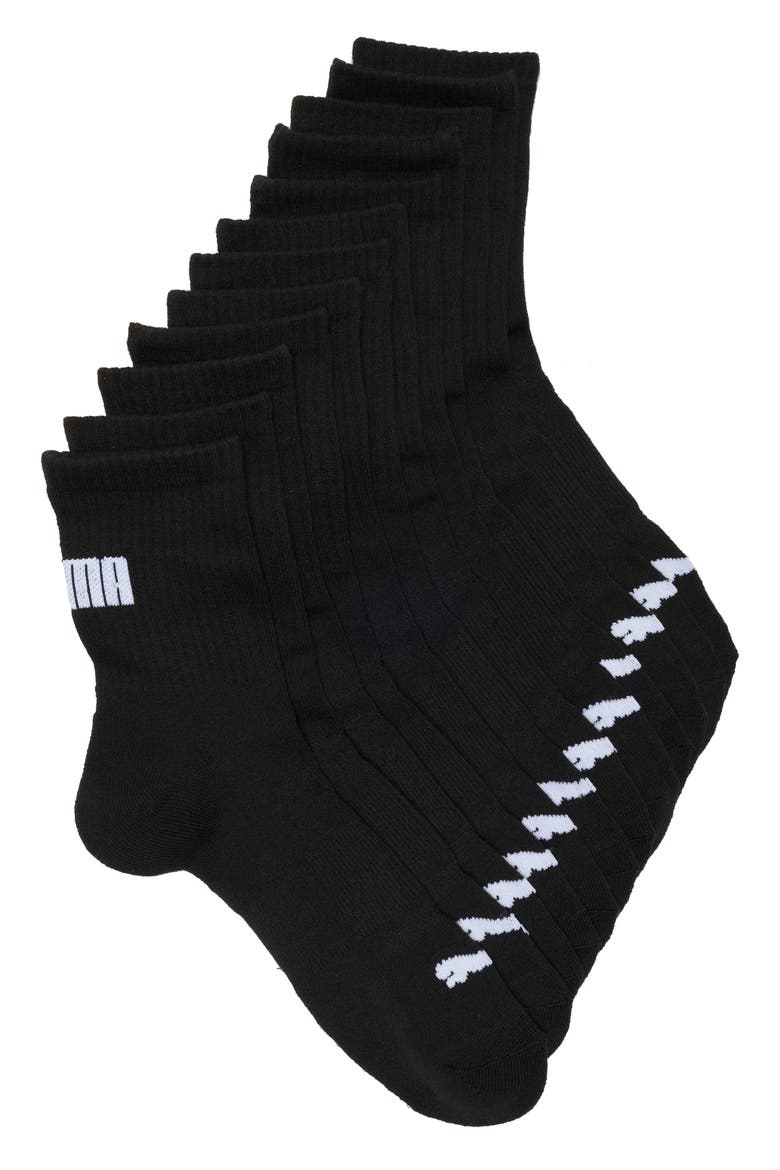 High-Cut 6-Pack Quarter Training Socks, Main, color, BLACK