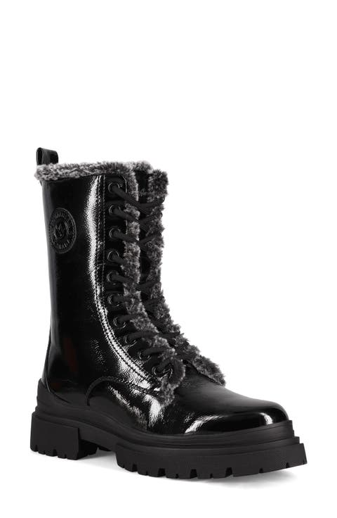 Lynda Waterproof Faux Fur Lined Combat Boot (Women)