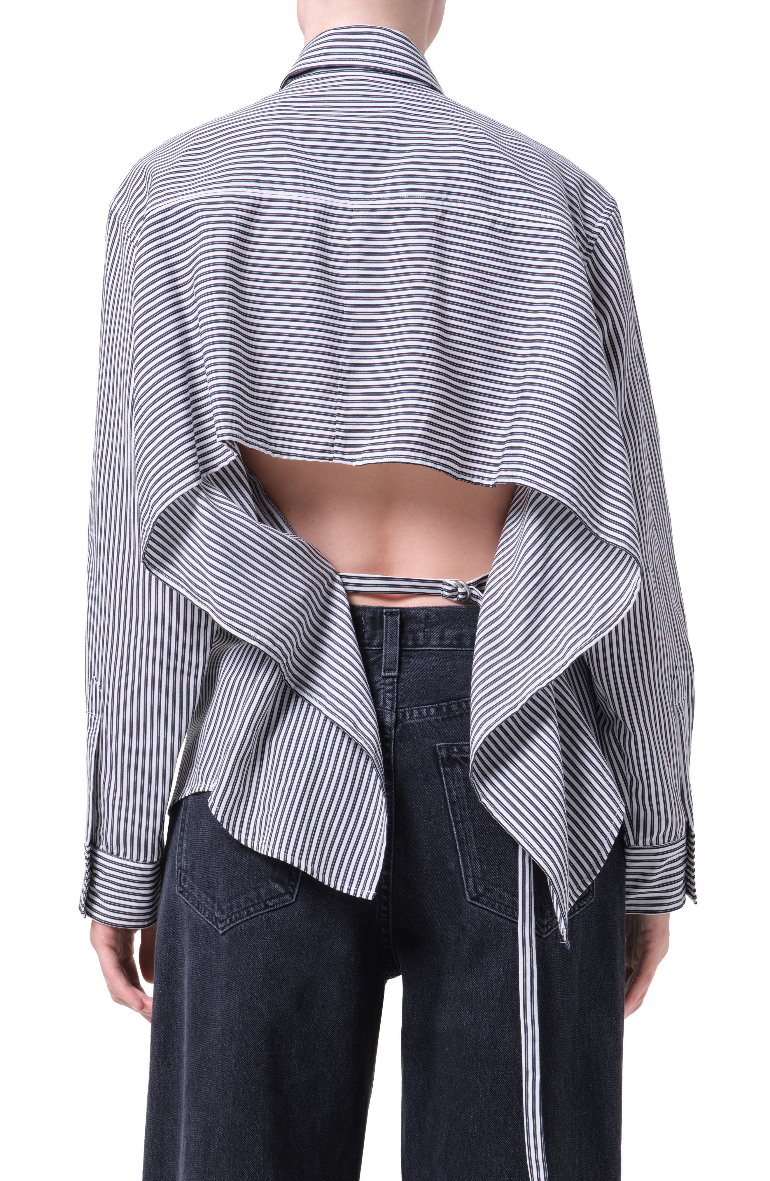 Theo Stripe Crop Back Shirt - image 2