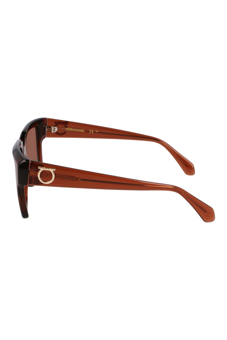 Gancini 54mm Rectangular Sunglasses, Alternate, color, TRANSPARENT BROWN