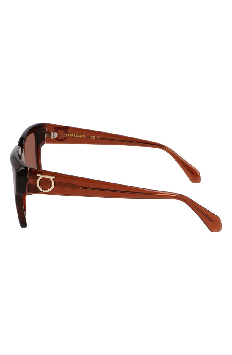 FERRAGAMO Gancini 54mm Rectangular Sunglasses, Alternate, color, Transparent Brown