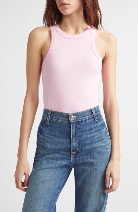 Kupla Unkko Embroidered Flower Ribbed Stretch Cotton Tank Top