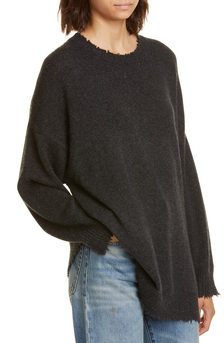 R13 Distressed Cashmere Boyfriend Sweater, Alternate, color,