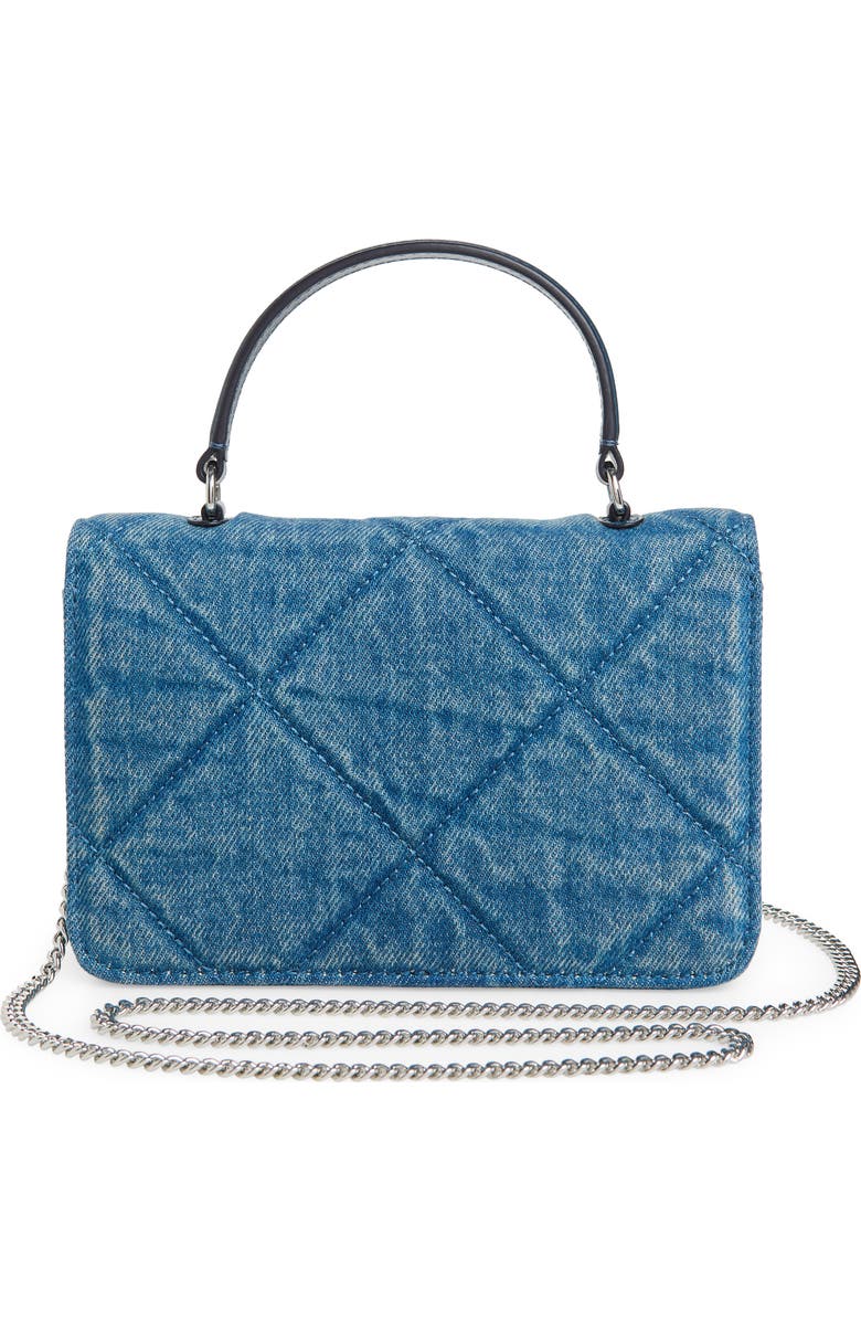 Tory Burch Mini Kira Diamond Quilted Denim Tote, Alternate, color, Blue