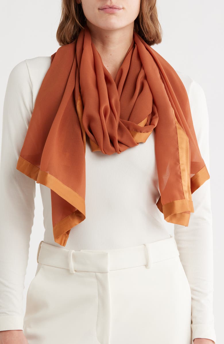 Satin Border Chiffon Scarf