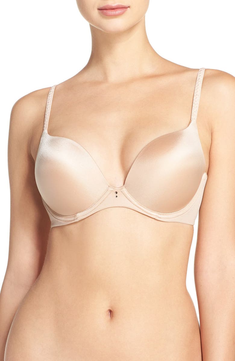 Betsey Johnson Double Trouble Underwire Push-Up Bra, Main, color, Sand