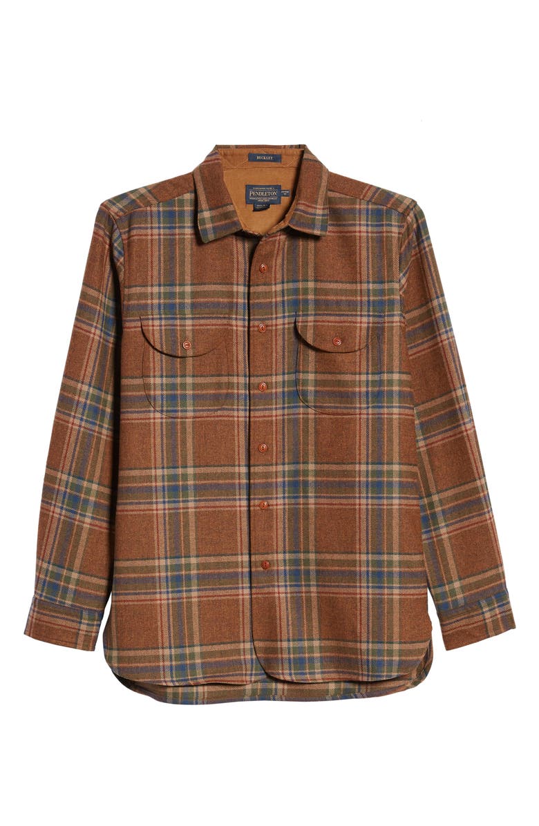 Pendleton Buckley Plaid Button-Up Wool Flannel Shirt, Alternate, color,