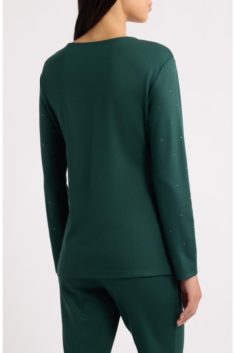 Belted Rhinestone Boat Neck Knit Top, Alternate, color, PINE FOREST