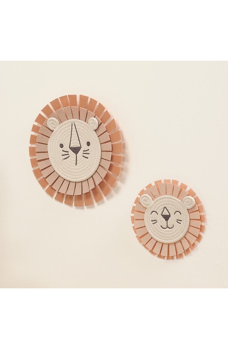 Lambs & Ivy Jungle Adventure 2-Piece Yarn/Felt Lion Wall Decor - 9 & 12.5 Inch, Alternate, color, Brown