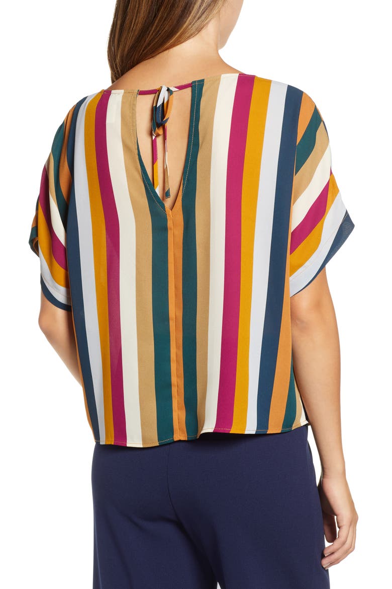 Short Sleeve Woven Top, Alternate, color, ORANGE INCA TRENDY MULTI