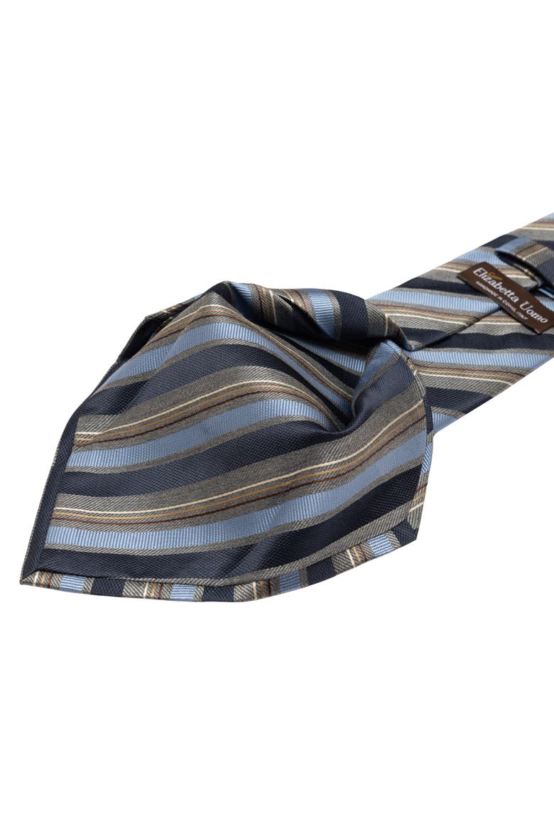 Espada - Silk Jacquard Tie for Men, Alternate, color, Blue and Grey