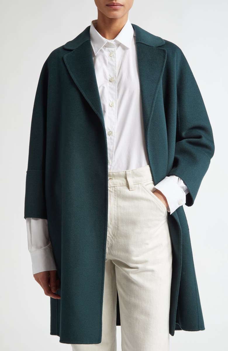 Max Mara Arona Double Face Wool Belted Coat, Alternate, color, Green
