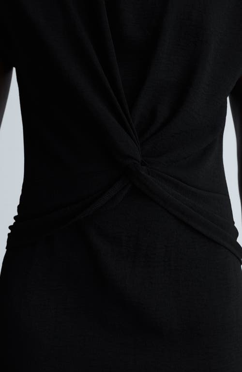 Mango Knot Front Cap Sleeve Midi Dress In Black