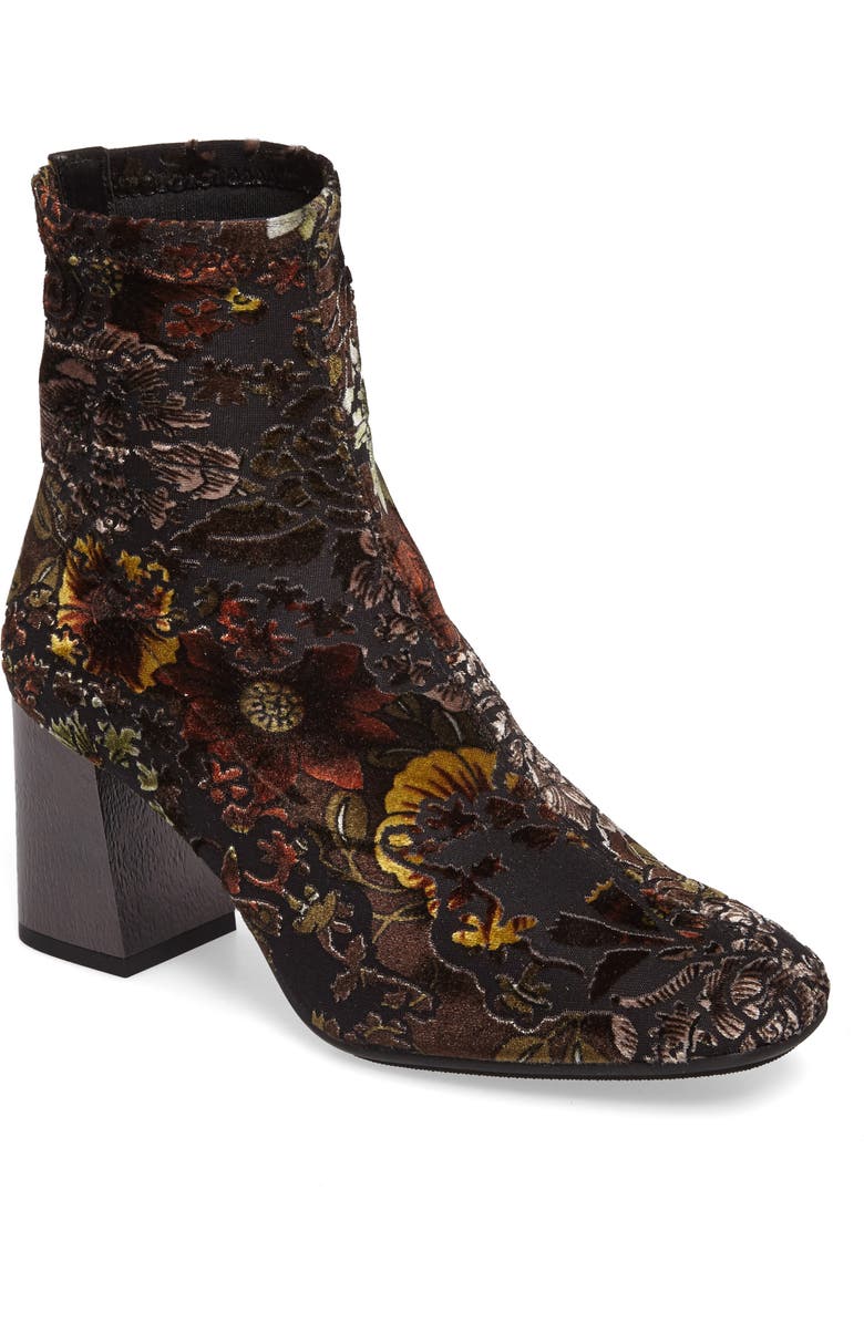 Hispanitas Portia Floral Stretch Velvet Bootie, Main, color,