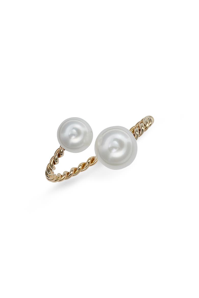 Genuine Pearl Open Ring, Main, color, YELLOW GOLD