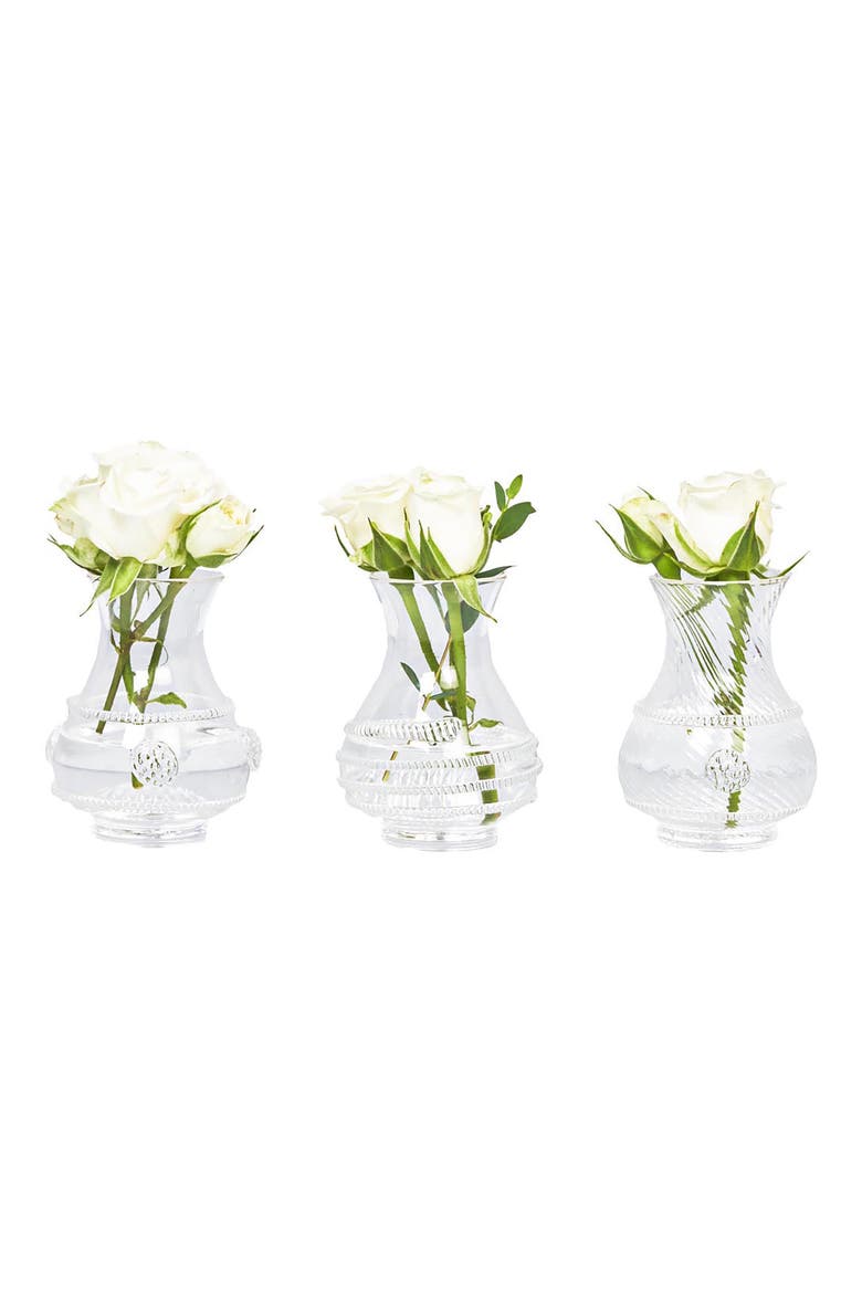 Set of 3 Mini Vases, Alternate, color, CLEAR
