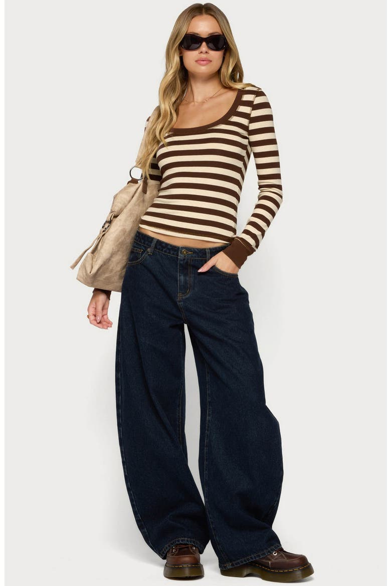 Rainey Striped Long Sleeve Top, Alternate, color, BROWN-AND-CREAM