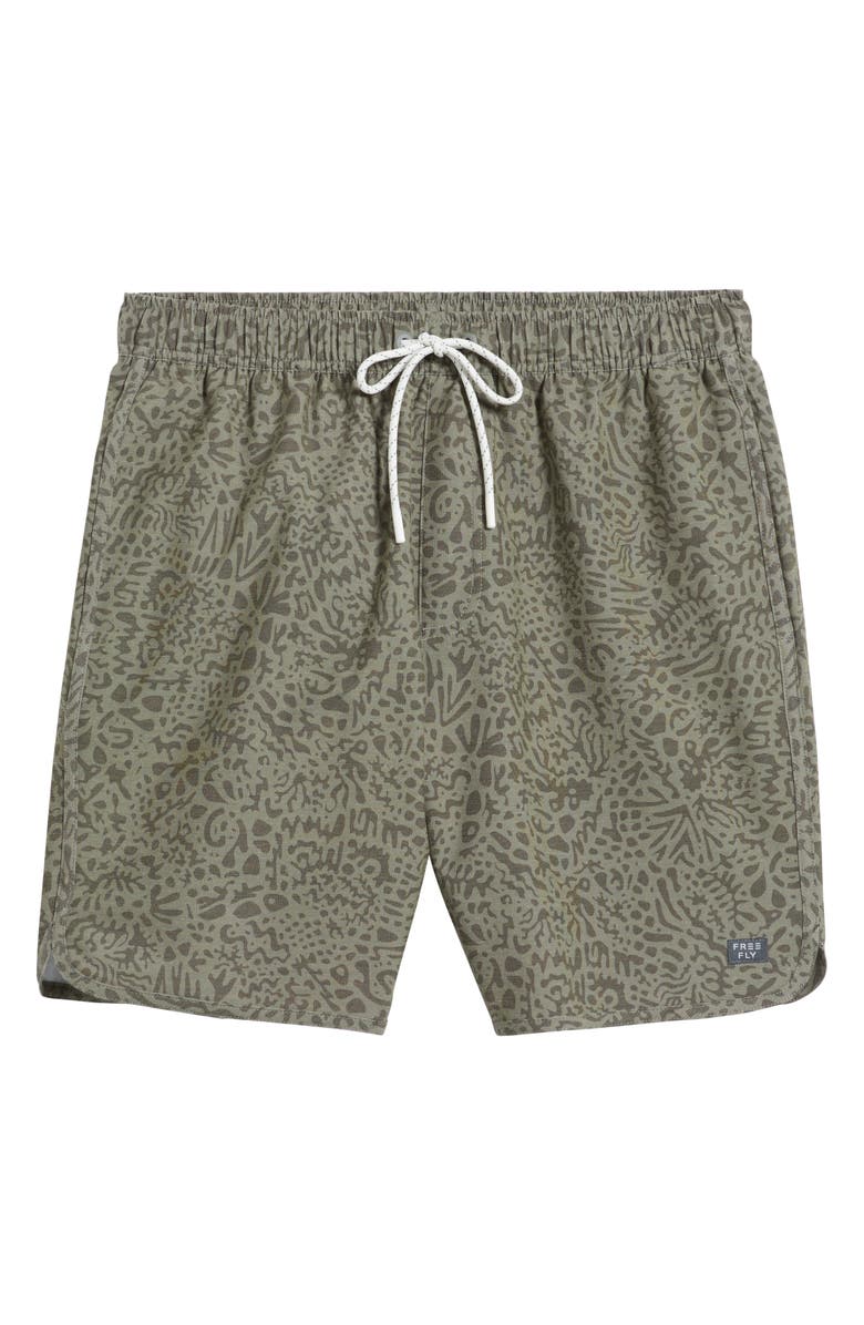 Free Fly Reverb Water Resistant Hybrid Performance Shorts, Alternate, color, Drifter Print - Fatigue