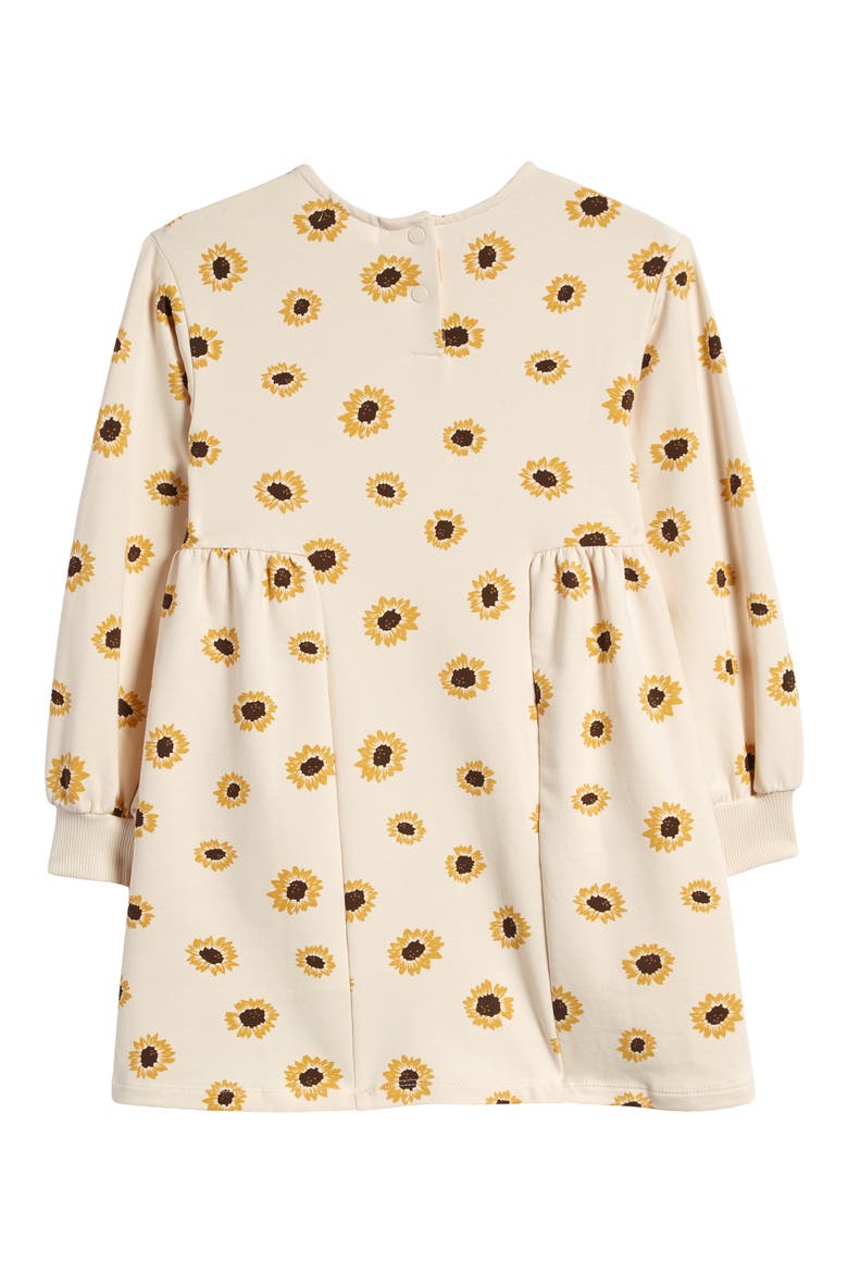 Kids' Sunflower Print Long Sleeve Stretch Organic Cotton Dress, Alternate, color, BEIGE
