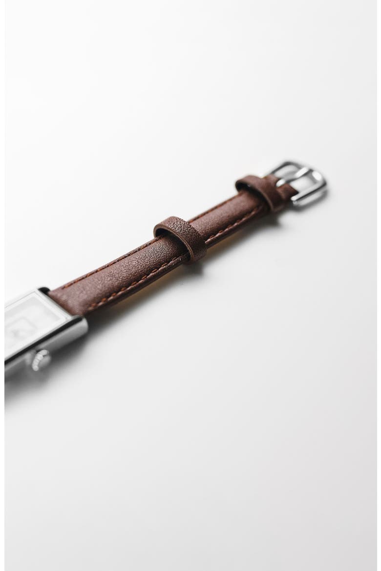 The Kimsey Classic Small Watch, Alternate, color, Silver Watch - Brown Strap