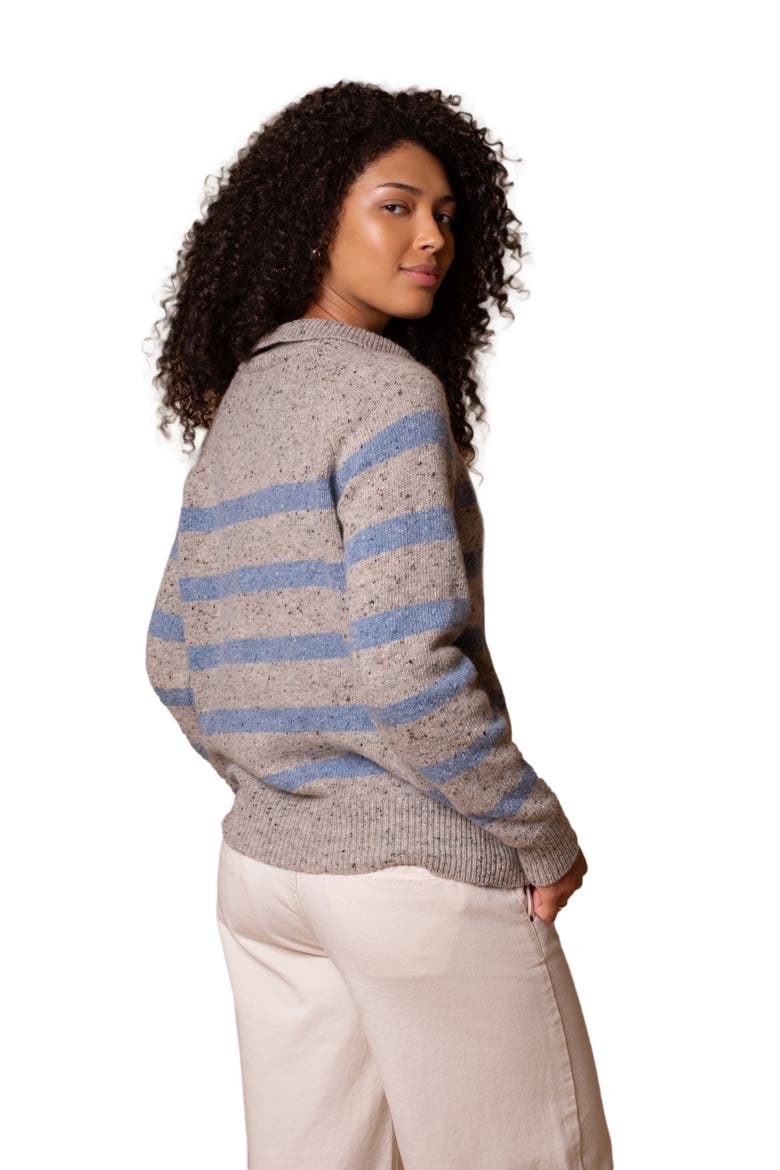 Donegal Striped Polo Sweater, Alternate, color, Oatmeal Stripe