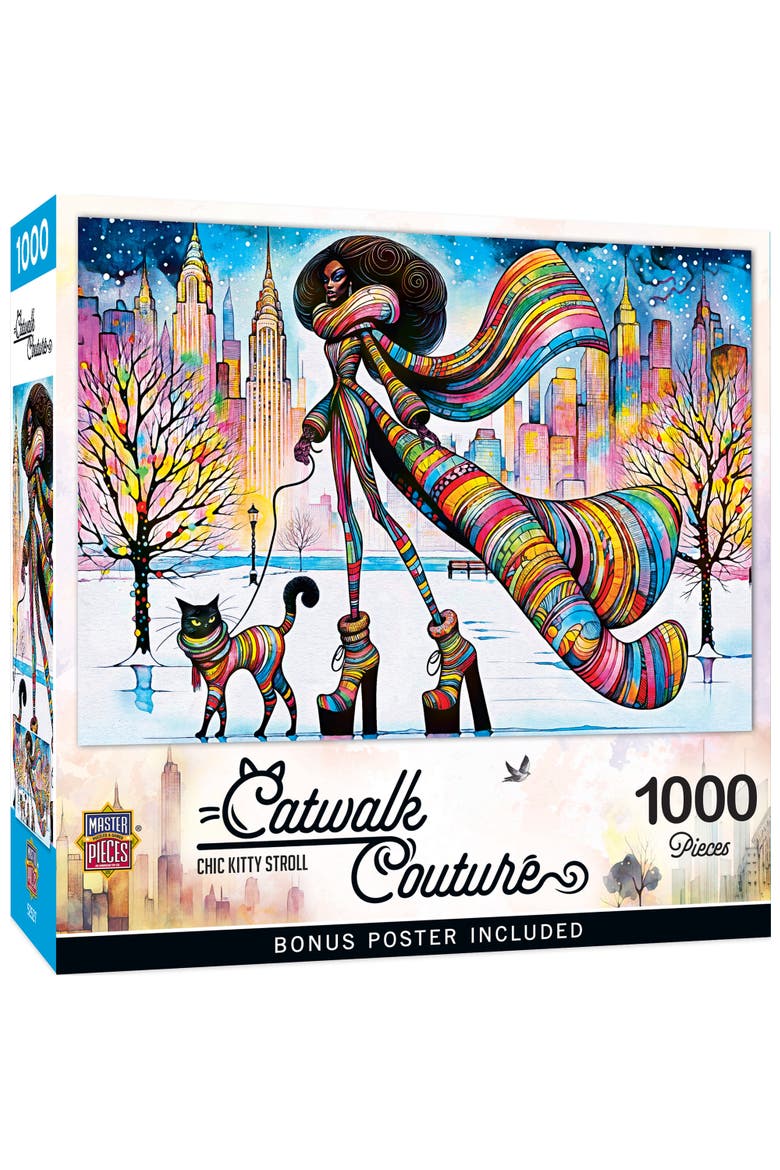Chic Kitty Stroll 1000 Piece Puzzle, Main, color, Multicolor