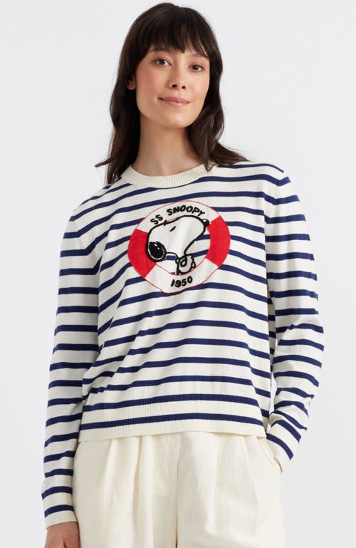 Chinti & Parker Snoopy Nautical Breton Sweater In Cream/admiral Blue